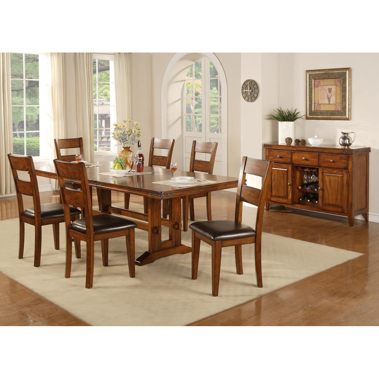 Winners Only Mango DMG4492x1+DMG450Sx6 Transitional 7Piece Dining Set